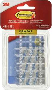 Command Mini Holiday Light Hooks, Great for Holiday Lights, 40 Clips, 48 Strips, Value Pack