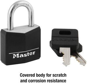 Master Lock 131D Covered Aluminum Keyed Padlock, 1 Pack, Black