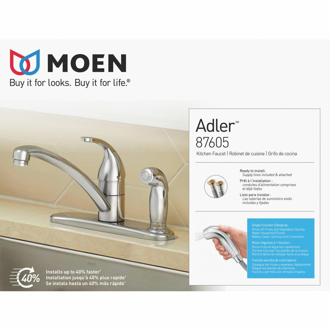 Moen Adler Single Lever Handle Kitchen Faucet With Sprayer 87605